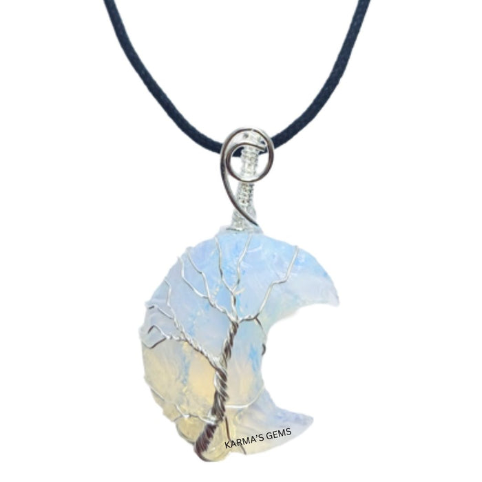 MOON SHAPE OPALITE WRAPPED PENDANT
