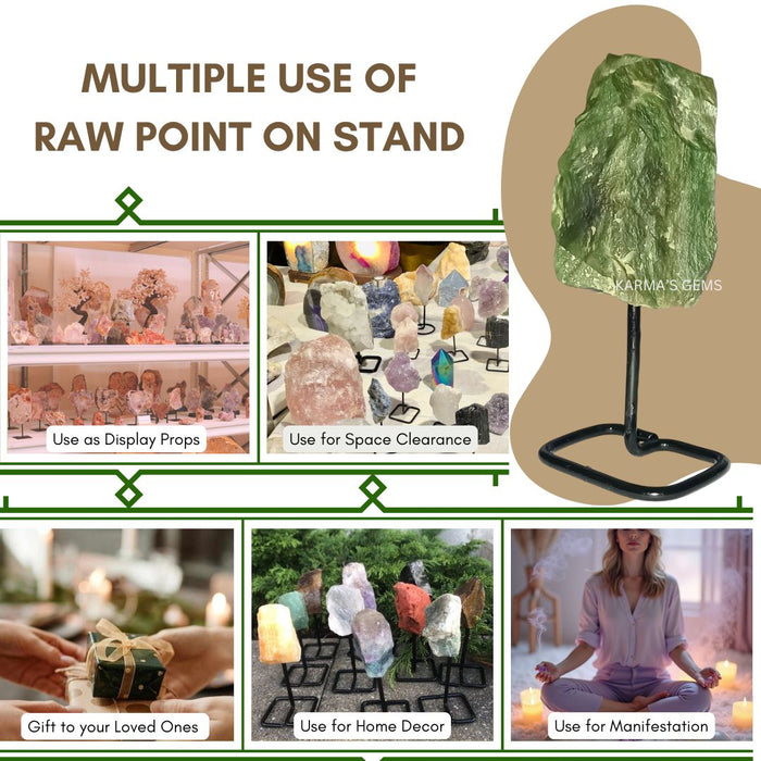 RAW GREEN JADE STONE ON STAND