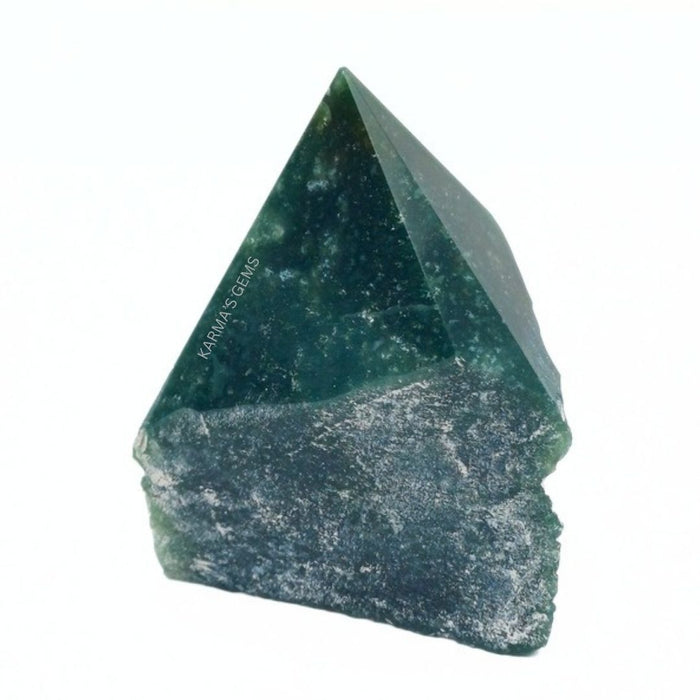 MOSS AGATE STONE CUT BASE POLISH POINT