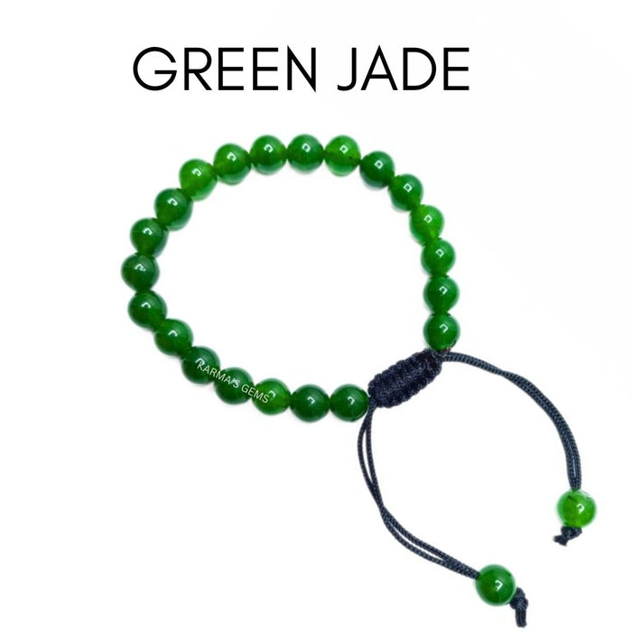 8 MM BEADS GREEN JADE STRING BRACELET