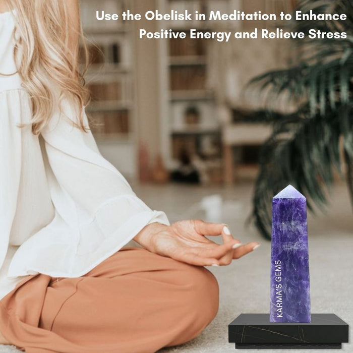 4 CORNER AMETHYST OBELISK