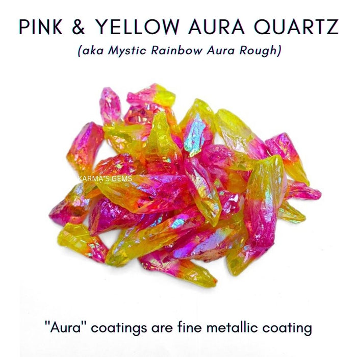 PINK & YELLOW AURA QUARTZ RAW STONE