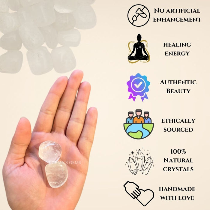 1 PIECE 15 TO 25 MM CLEAR QUARTZ POLISH TUMBLED STONE