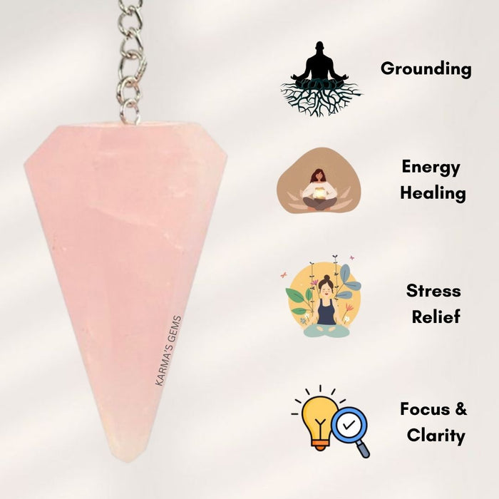 ROSE QUARTZ STONE DOWSING PENDULUM