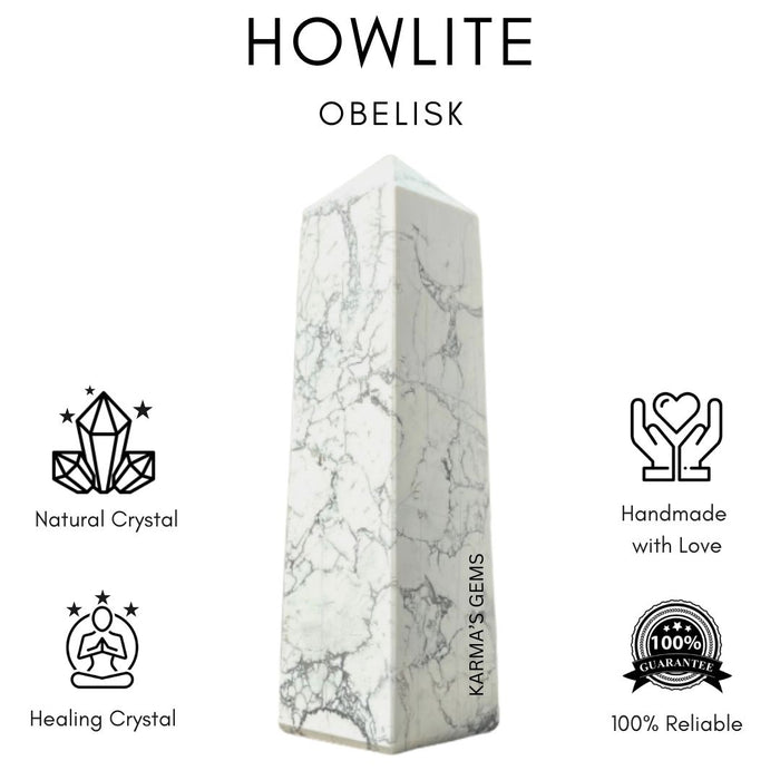 4 CORNER HOWLITE OBELISK
