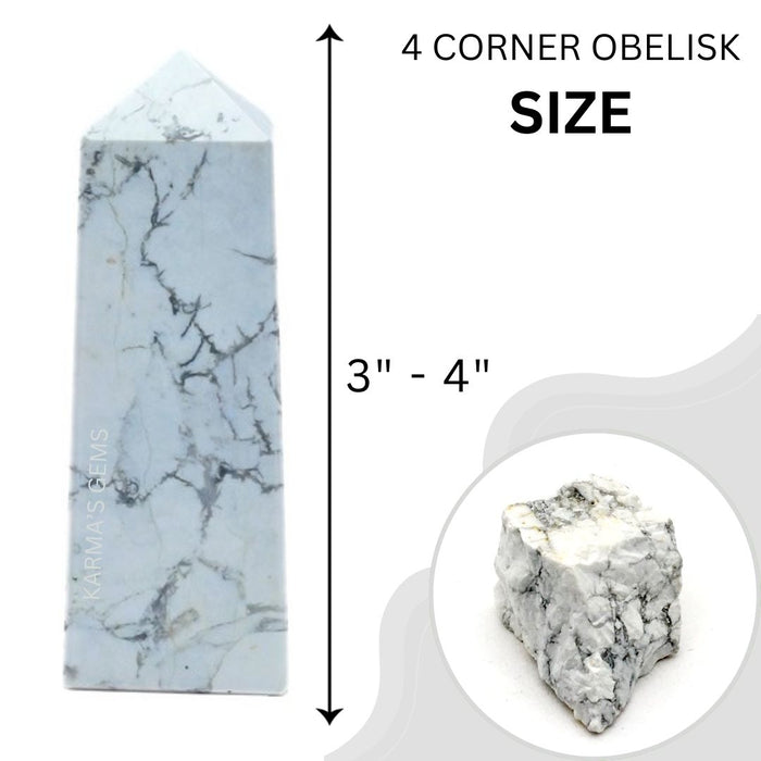 4 CORNER HOWLITE OBELISK