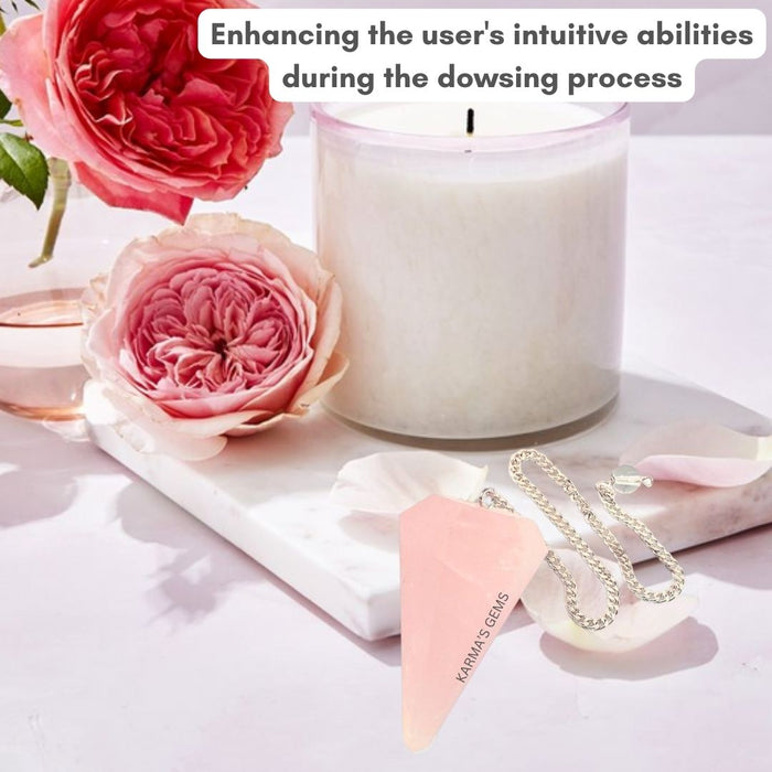 ROSE QUARTZ STONE DOWSING PENDULUM