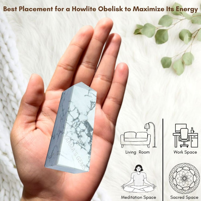 4 CORNER HOWLITE OBELISK