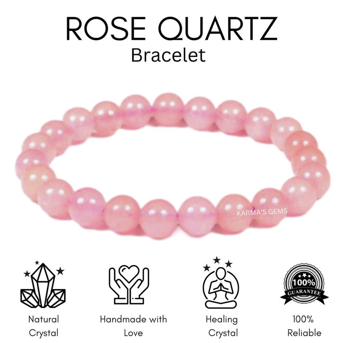 8 MM BEADS ROSE QUARTZ BRACELET