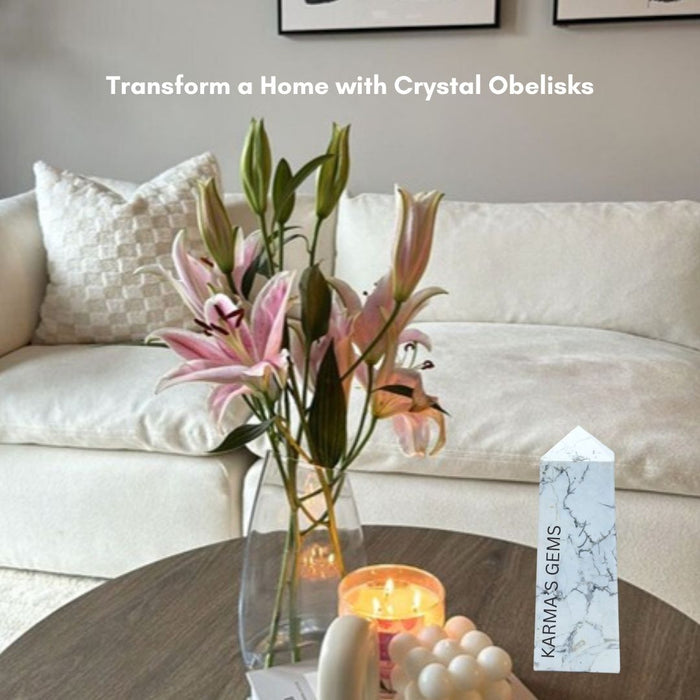 4 CORNER HOWLITE OBELISK