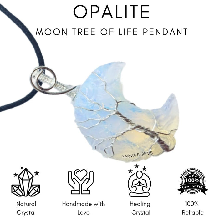 MOON SHAPE OPALITE WRAPPED PENDANT