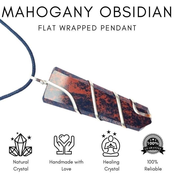 FLAT WRAPPED MAHOGANY OBSIDIAN PENDANT