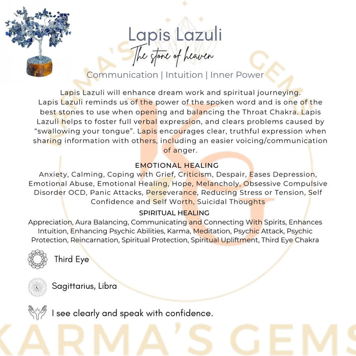 300 BEADS LAPIS LAZULI STONE WIRE TREE