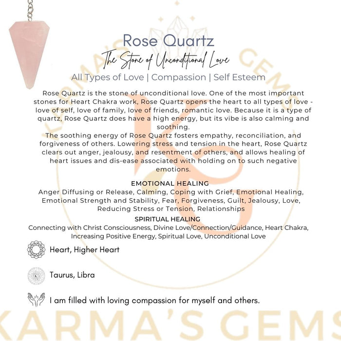 ROSE QUARTZ STONE DOWSING PENDULUM