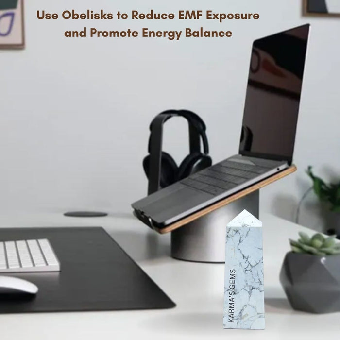 4 CORNER HOWLITE OBELISK