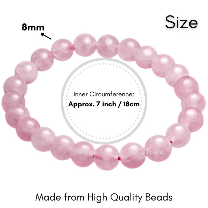 8 MM BEADS ROSE QUARTZ BRACELET