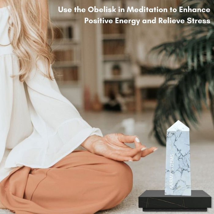 4 CORNER HOWLITE OBELISK