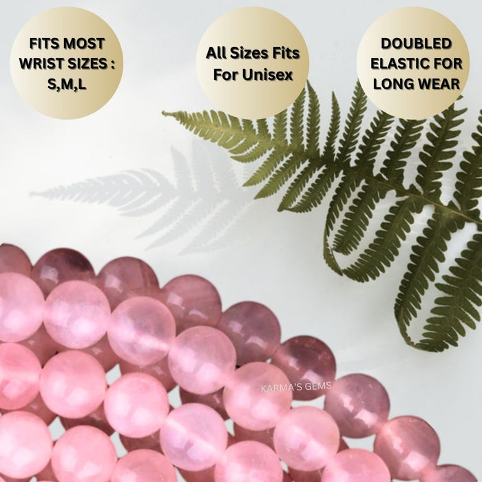 8 MM BEADS ROSE QUARTZ BRACELET