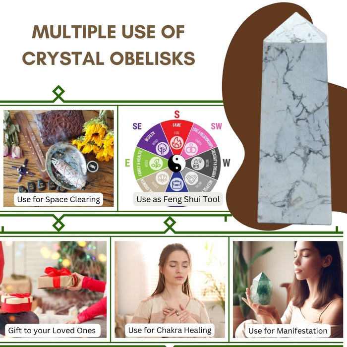 4 CORNER HOWLITE OBELISK