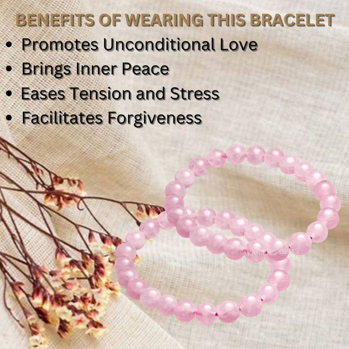 8 MM BEADS ROSE QUARTZ BRACELET