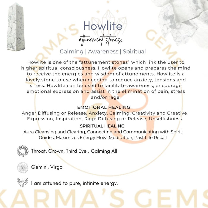 4 CORNER HOWLITE OBELISK