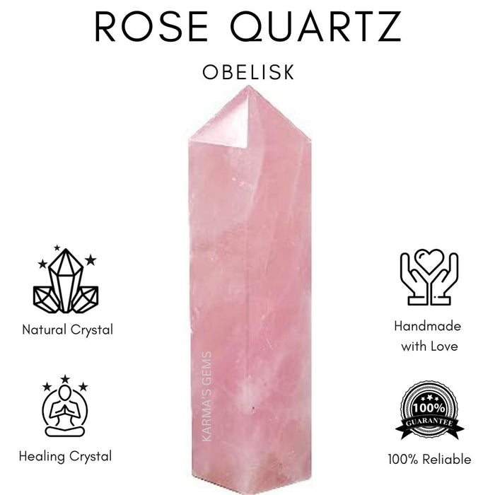 4 CORNER ROSE QUARTZ OBELISK
