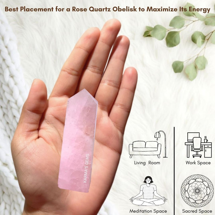 4 CORNER ROSE QUARTZ OBELISK