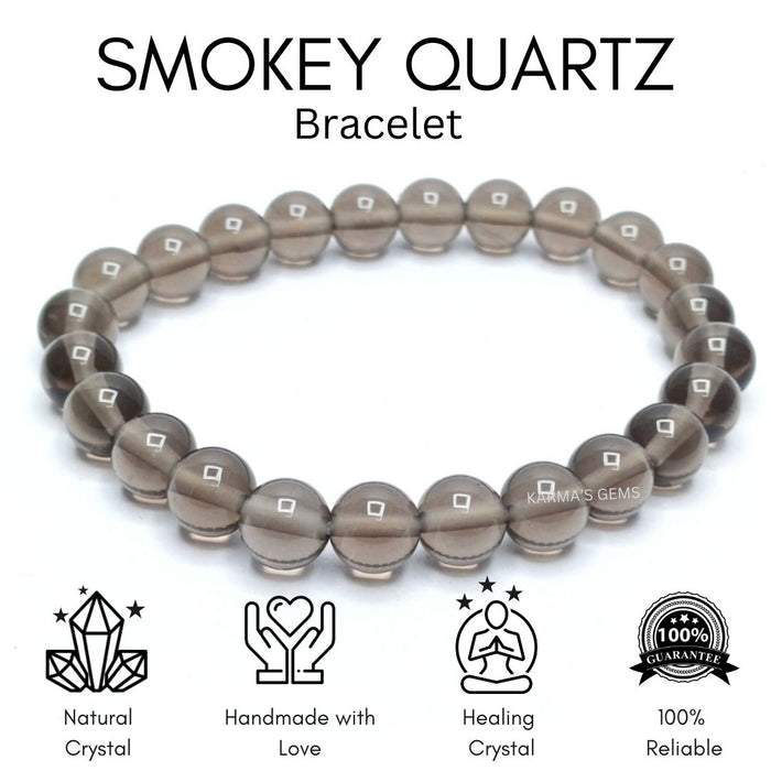 8 MM BEADS SMOKEY QUARTZ BRACELET
