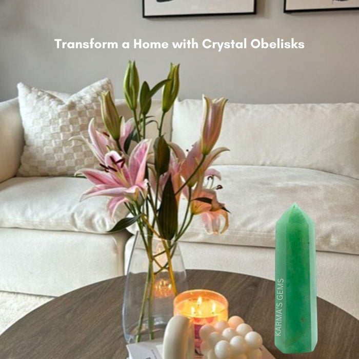 8 CORNER GREEN AVENTURINE OBELISK