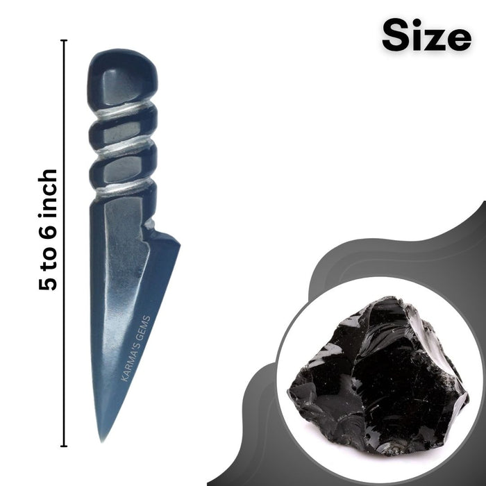 BLACK OBSIDIAN CRYSTAL KNIFE