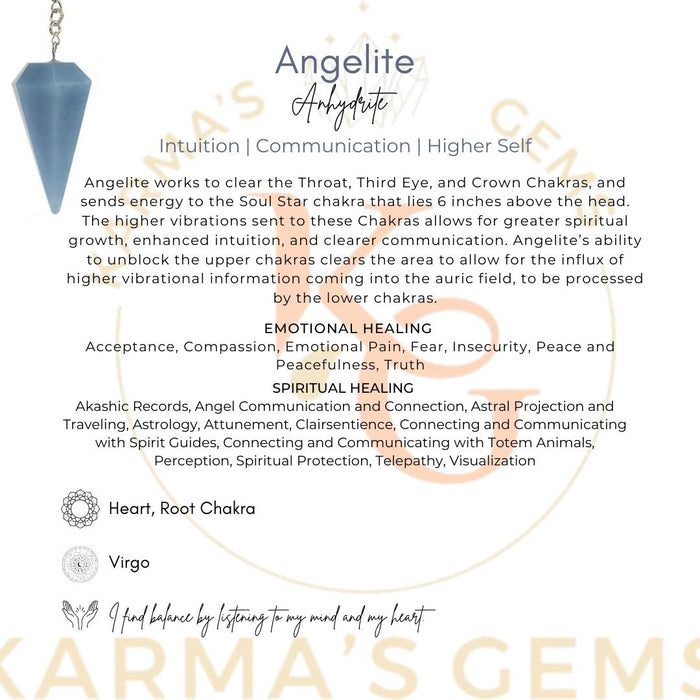 ANGELITE STONE DOWSING PENDULUM