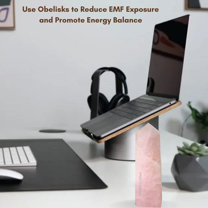 4 CORNER ROSE QUARTZ OBELISK