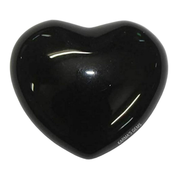 1" BLACK OBSIDIAN PUFFY HEART