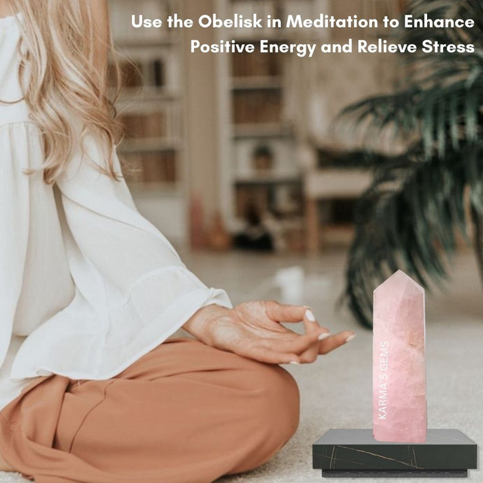 4 CORNER ROSE QUARTZ OBELISK