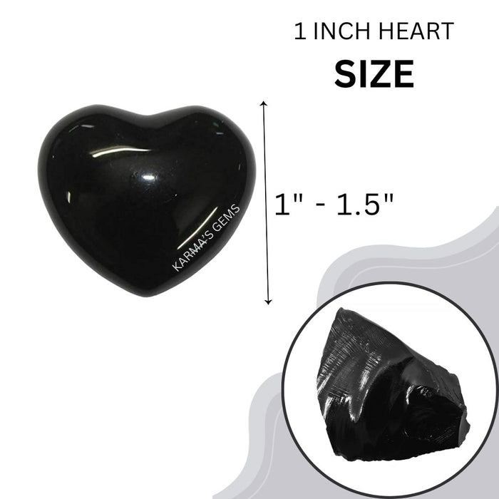 1" BLACK OBSIDIAN PUFFY HEART