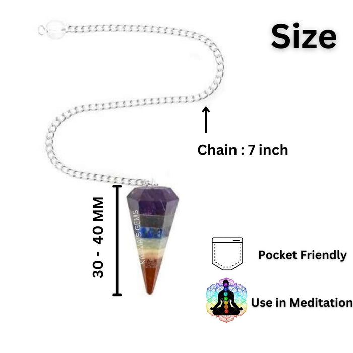 SEVEN CHAKRA STONE DOWSING PENDULUM