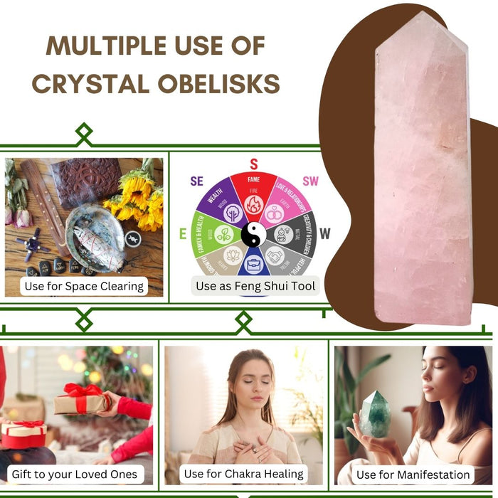 4 CORNER ROSE QUARTZ OBELISK