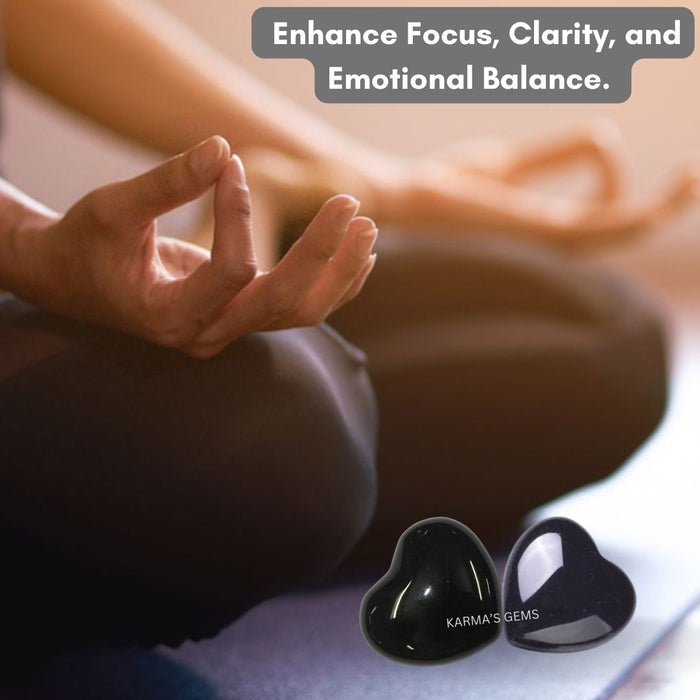 1" BLACK OBSIDIAN PUFFY HEART