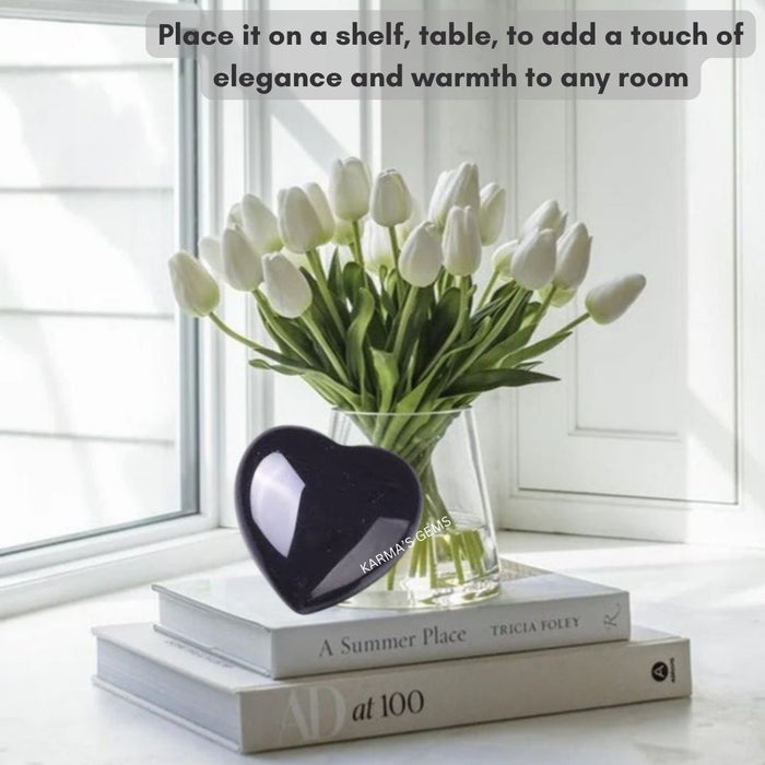 1" BLACK OBSIDIAN PUFFY HEART