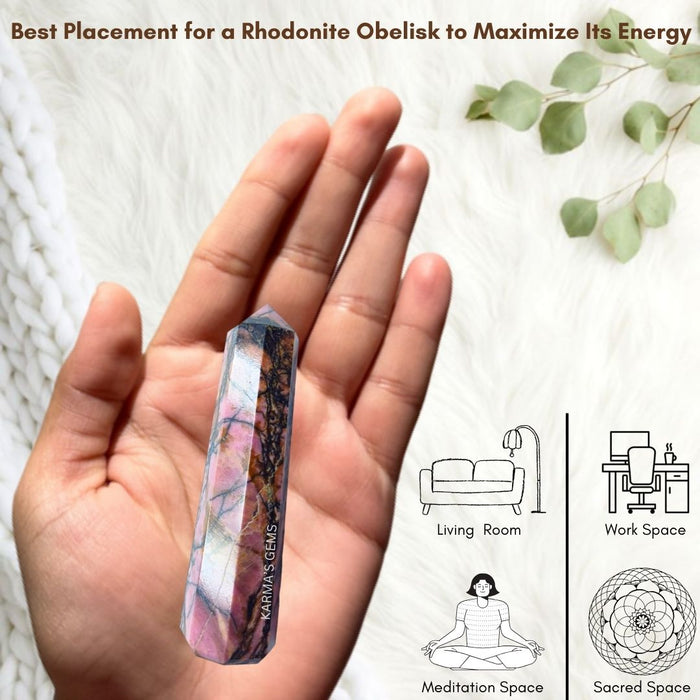 8 CORNER RHODONITE OBELISK