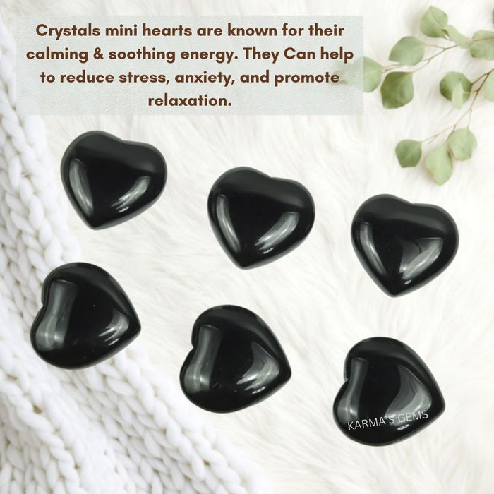 1" BLACK OBSIDIAN PUFFY HEART