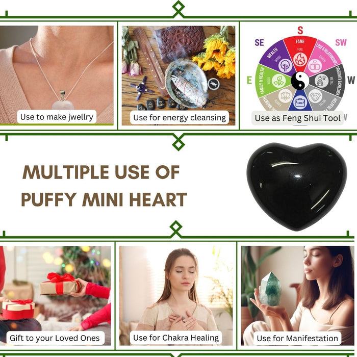 1" BLACK OBSIDIAN PUFFY HEART