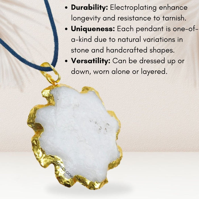 ELECTROPLATED WHITE QUARTZ STONE PENDANT