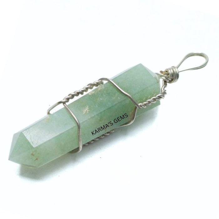 DOUBLE POINT GREEN AVENTURINE WRAPPED PENDANT
