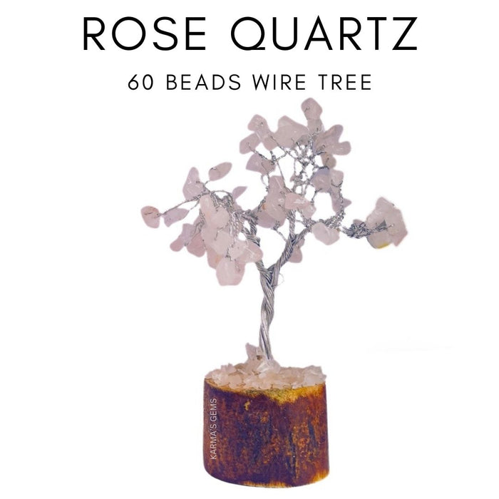 60 BEADS ROSE QUARTZ STONE WIRE TREE