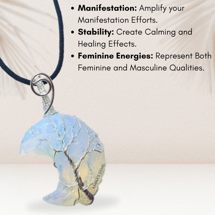 MOON SHAPE OPALITE WRAPPED PENDANT