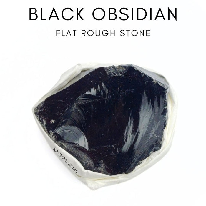 1 PIECE FLAT WRAPPED BLACK OBSIDIAN  ROUGH STONE