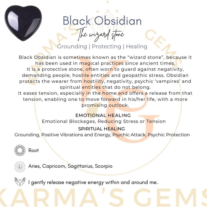 1" BLACK OBSIDIAN PUFFY HEART