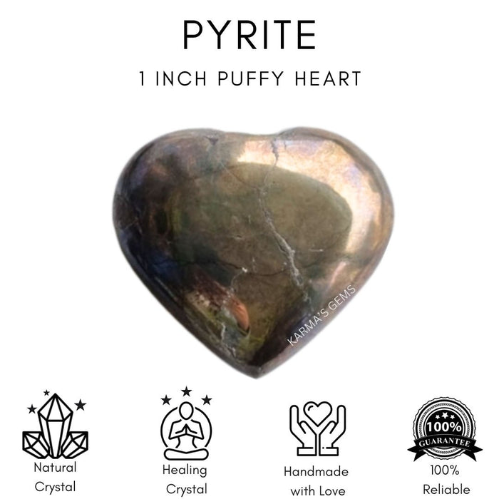 1" PYRITE PUFFY HEART