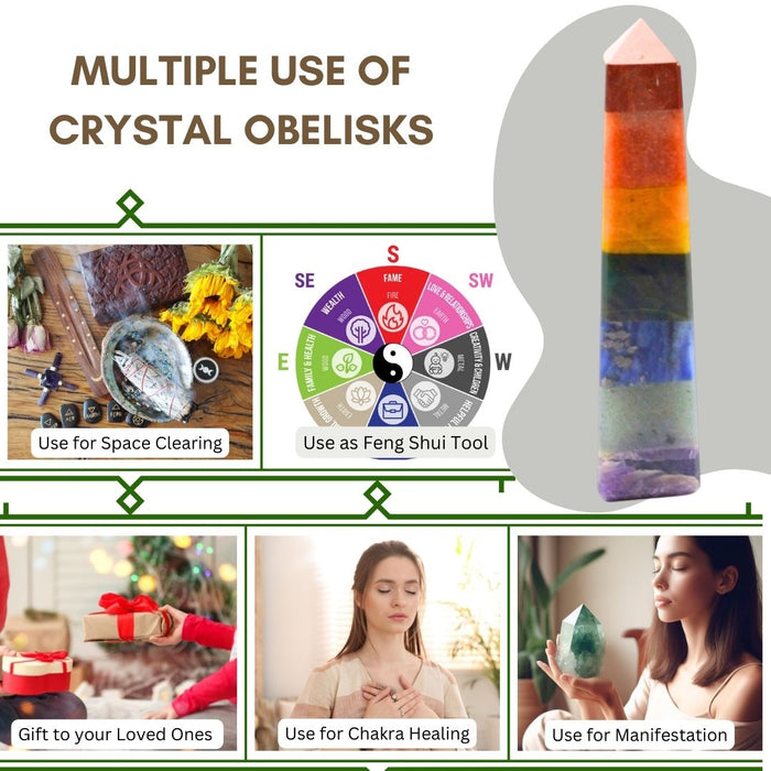 4 CORNER SEVEN CHAKRA OBELISK